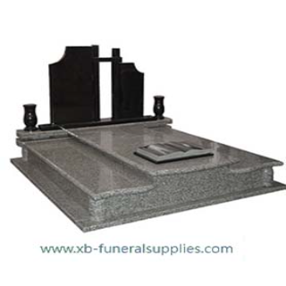 double headstone with vase