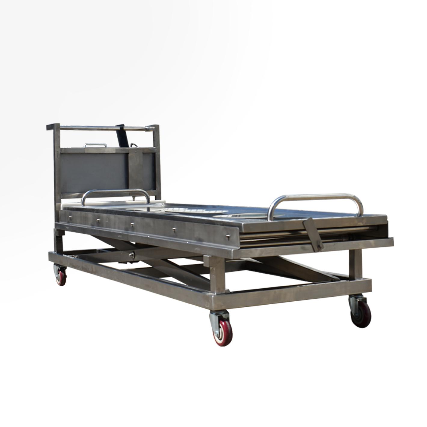Lifting mortuary trolley